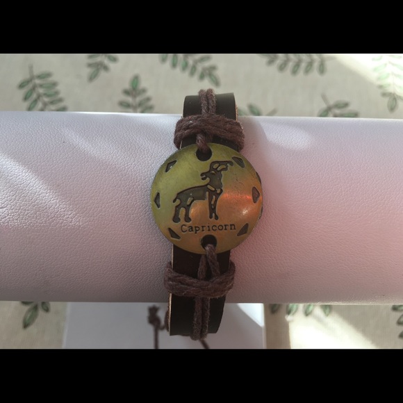 Brown Leather Capricorn Bracelet - Picture 1 of 2